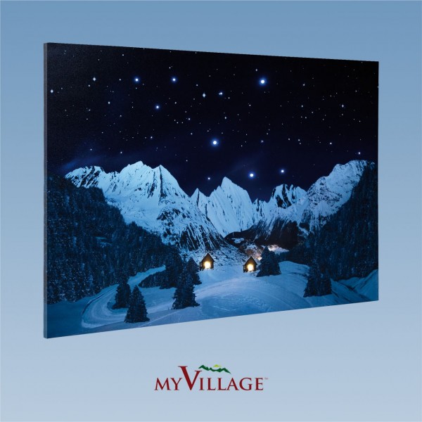 Canvas, village de montagne avec lumière