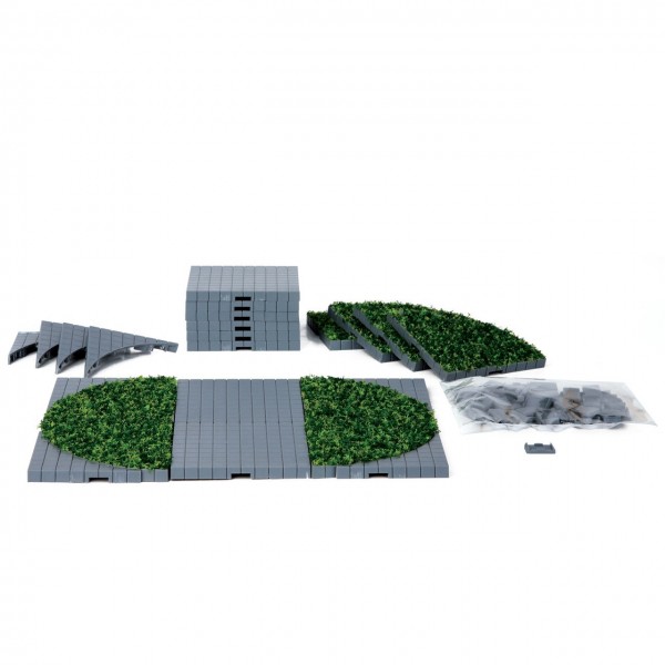 Systemplatte, grau und rundes Gras